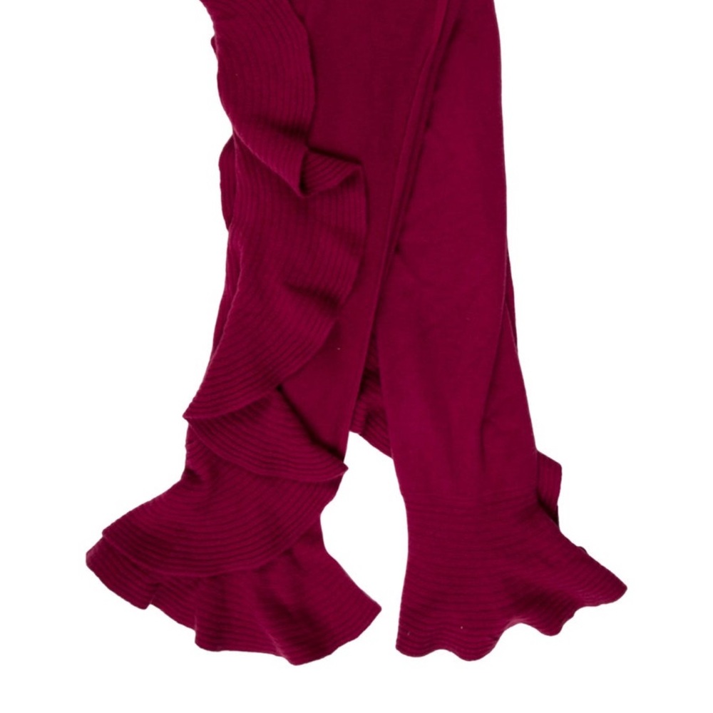 Magaschoni Raspberry Cashmere Scarf with Ruffled Trim
